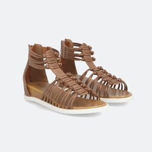 MIA Brown Gladiator Sandals with Woven Leather Straps